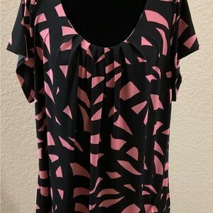 Worthington Black and Pink Graphic Relaxed Blouse